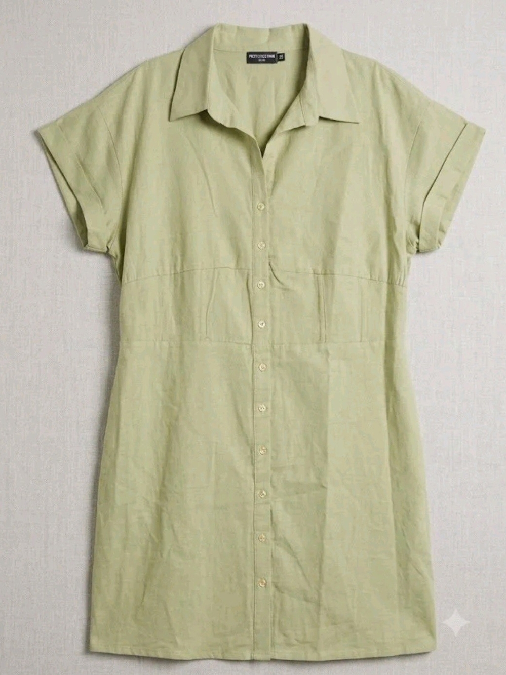 PrettyLittleThing Light Green Button-Front Shirt Dress Coverup
